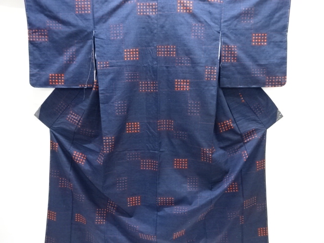 JAPANESE KIMONO / SILK / HAND WOVEN / MAWATA TSUMUGI / GEOMETRIC PATTERN & KASURI